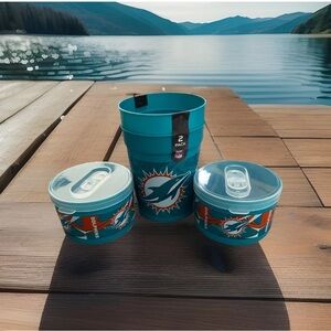 NFL official Miami Dolphins Teal plastic Tumbler Set